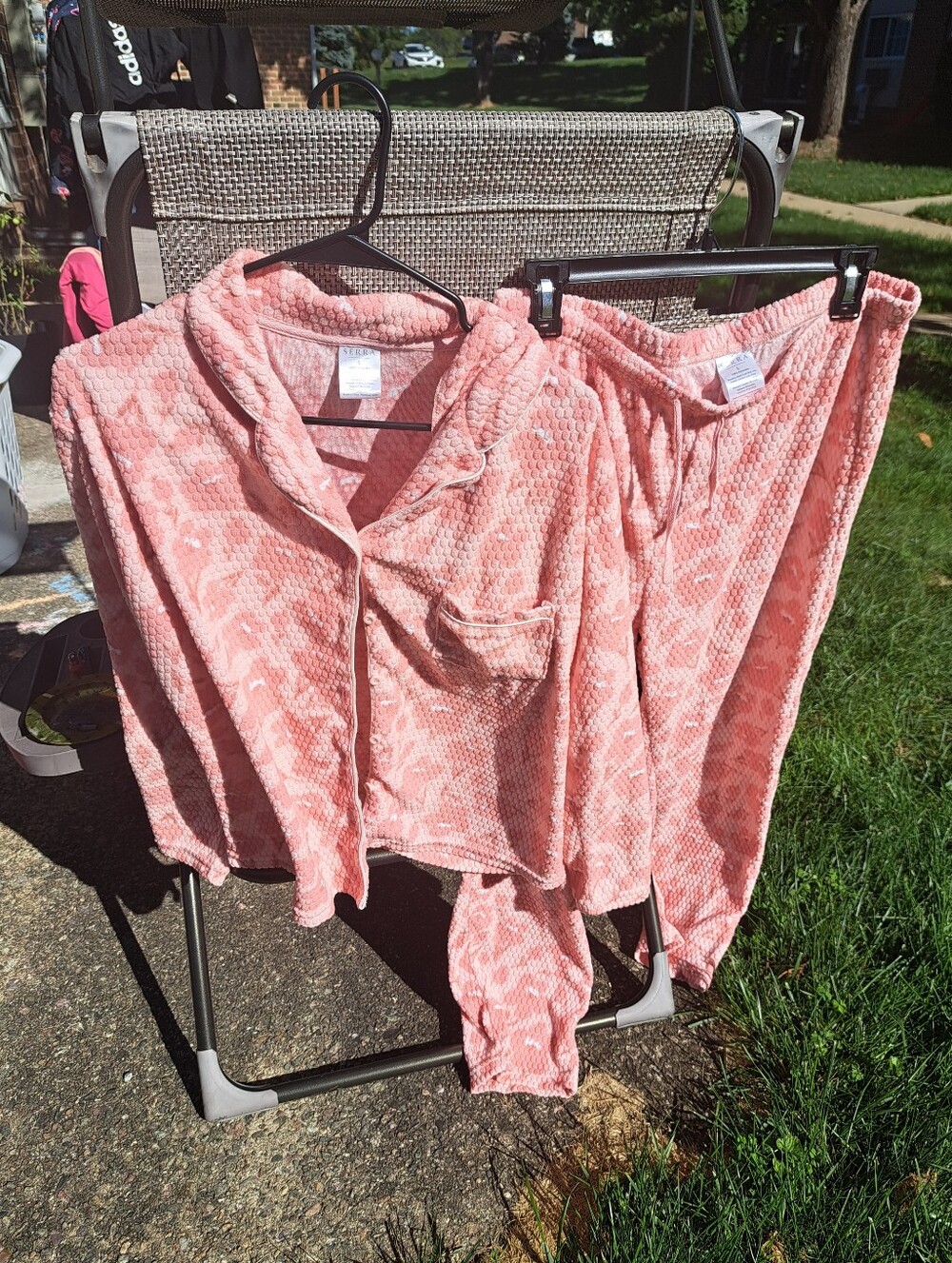 Serra Coral Pink Floral Plush Pajama Set